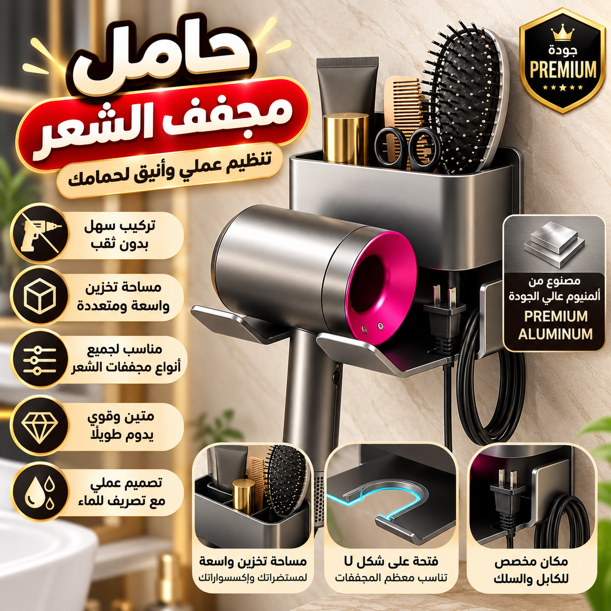 حامل مجفف الشعر